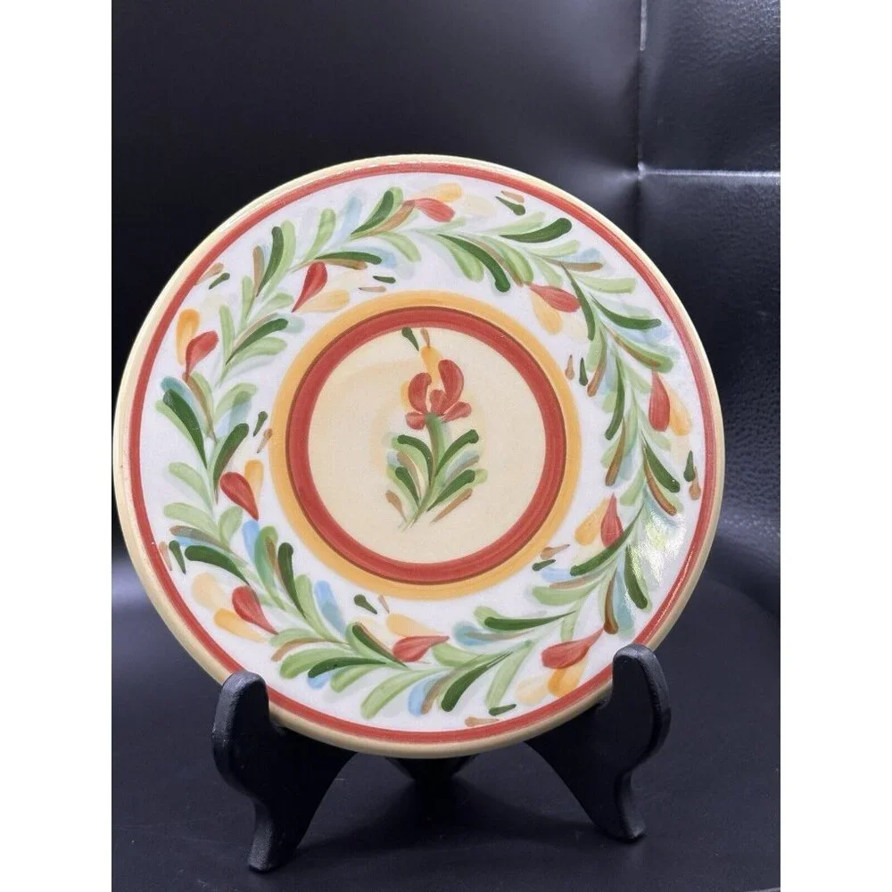Southern Living Sienna Red Garland Gail Pittman Pottery Trivet Plate 7.25”